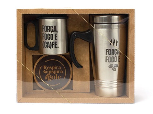 Kit Café Presente Personalizado com Canecas e Porta Copos